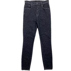 J Brand Lillie High Rise Skinny Jeans Savannah Leopard Print Black 26